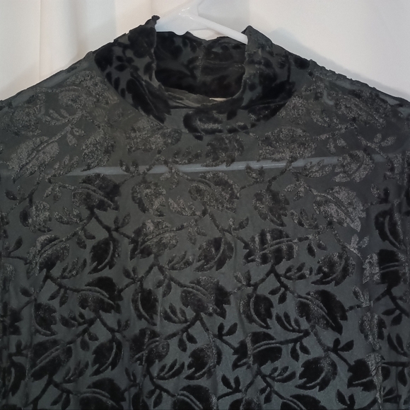 Frazier Lawrence Fairy Grunge Velvet Burnout Top Small Black Whimsigoth Y2K 90s - Picture 4 of 10